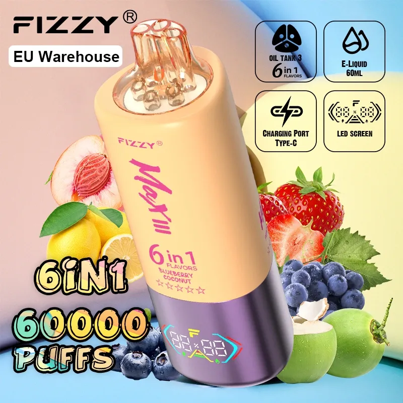 Fizzy 60000 Puffs Puff 60k 6 in 1 ta'mli bir martalik vap