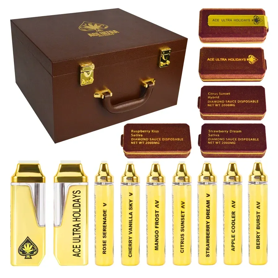 EMPTY Ace Ultra Premium Holiday Edition 2g Gold bir martali ishlatiladigan vape